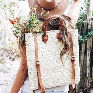 Woven Finds Straw Farmers Market back pack